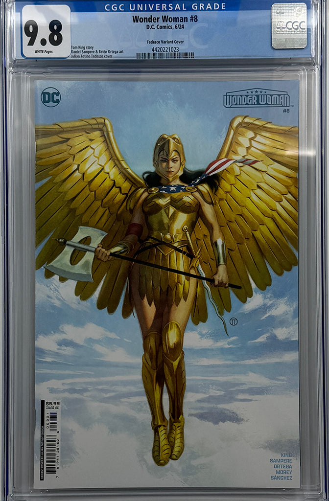 WONDER WOMAN #8 | CVR B JULIAN TOTINO TEDESCO CARD STOCK VARIANT | CGC 9.8