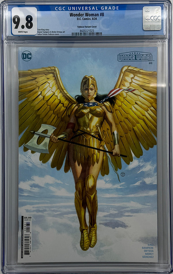 WONDER WOMAN #8 | CVR B JULIAN TOTINO TEDESCO CARD STOCK VARIANT | CGC 9.8