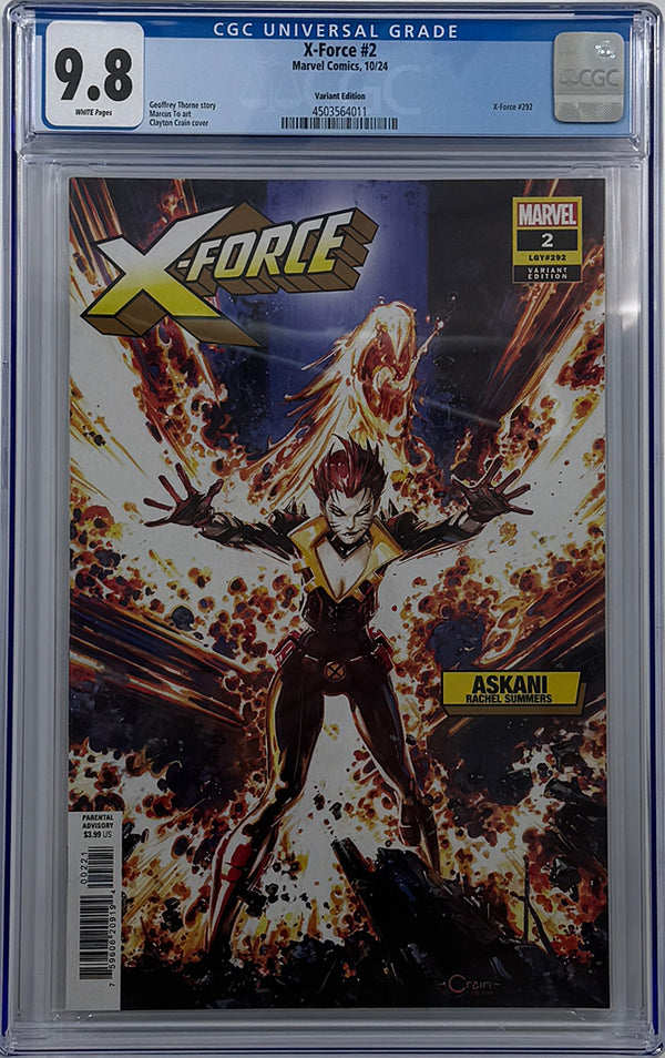 X-FORCE #2  | CLAYTON CRAIN RACHEL SUMMERS VARIANT | CGC 9.8