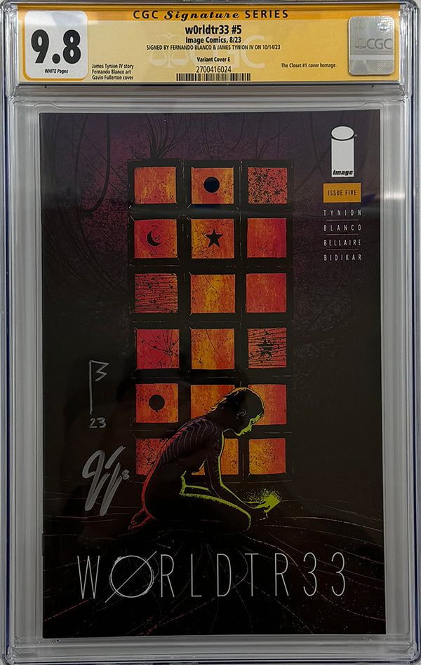 W0RLDTR33 #5 | 1:100 RATIO VARIANT | 2X Sigs Tynion + Blanco  | CGC SS 9.8