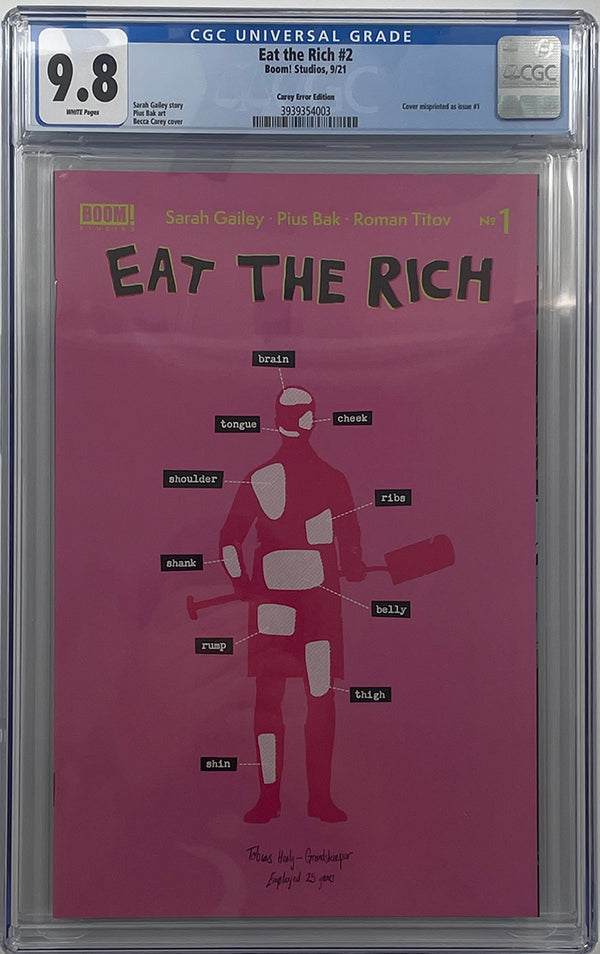 EAT THE RICH #2 (OF 5) | Cover B | Error Variant | Becca Carey Variant | CGC 9.8