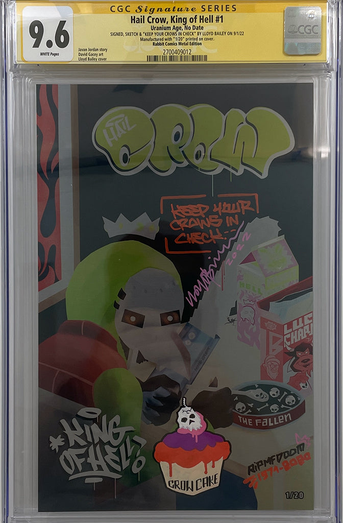 Hail Crow King-of-Hell | LLOYD BAILEY MF DOOM HOMAGE METAL VARIANT | CGC SS + REMARK 9.6