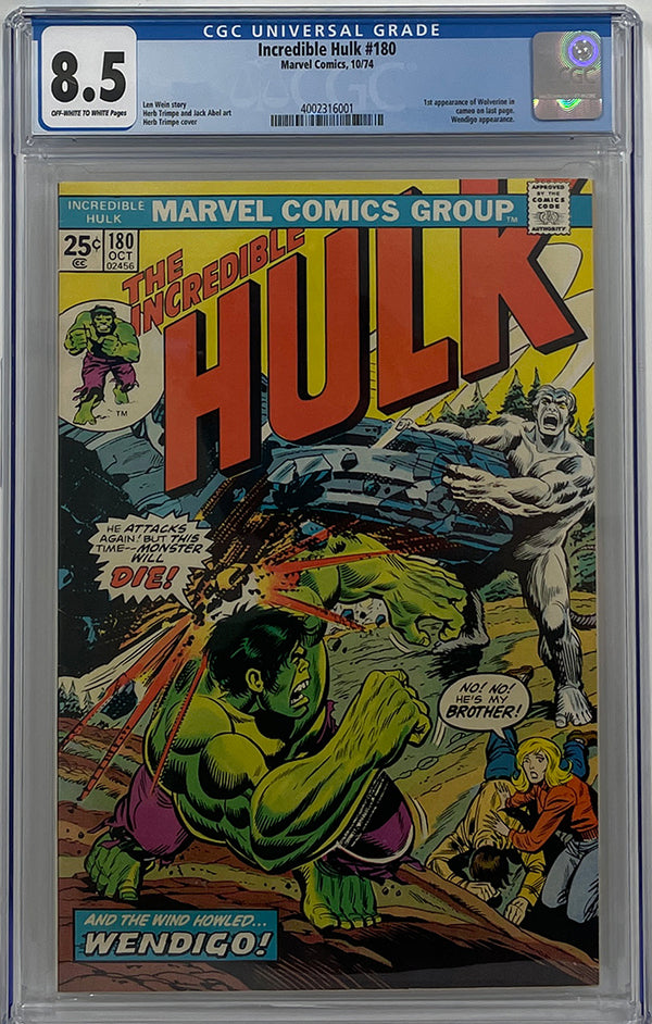 Incredible Hulk #180 | 1st Cameo of Wolverine | CGC 8.5