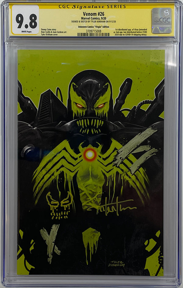 Venom #26 | Unknown Comics Virgin Edition | Signed/Remarked Tyler Kirkham | CGC SS 9.8